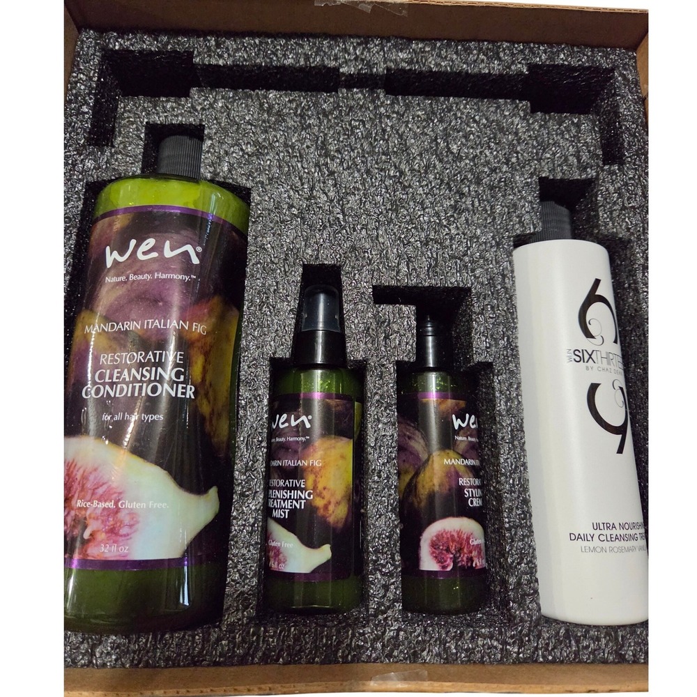 NEW Wen Chaz Dean Mandarin Italian Fig 32oz Cleansing Conditioner Hair Gift Set